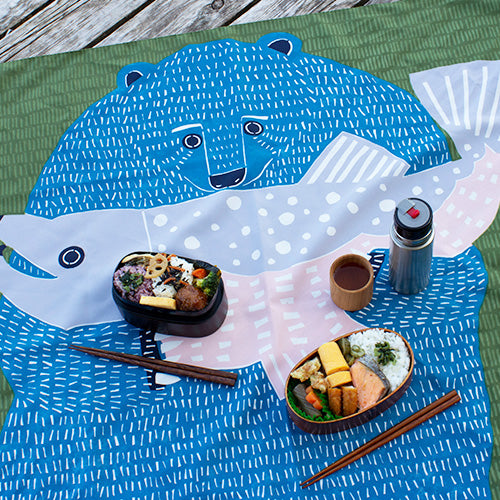 100cm Aquadrop Furoshiki | kata kata - Kuma to Sake (green)