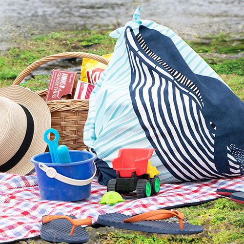 100cm Aquadrop Furoshiki | kata kata - Nagasu Kujira (blue)