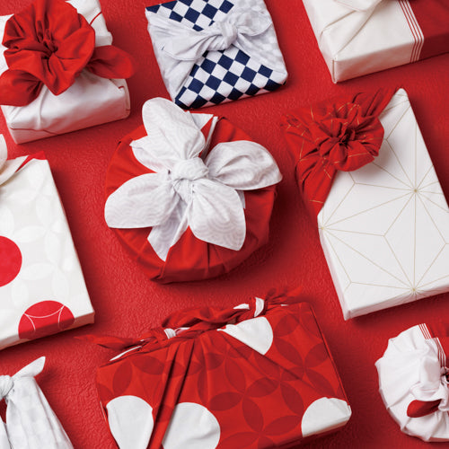 70cm Hare Tsutsumi Furoshiki | Asanoha (red)