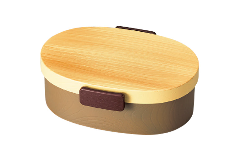 Hinoki Mokume Oval Bento (Brown 800ml)