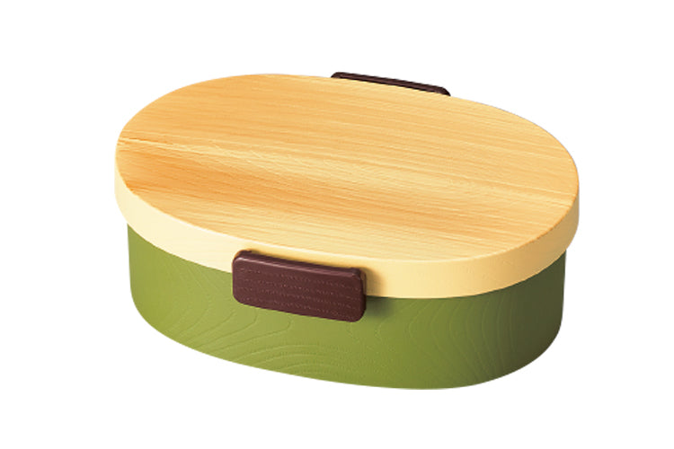 Hinoki Mokume Oval Bento (Green 800ml)