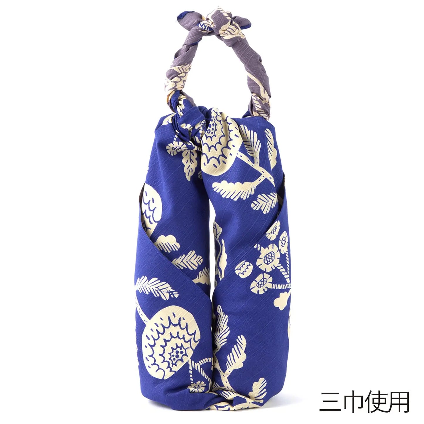 50cm Reversible Furoshiki | Kiku (grey & blue)