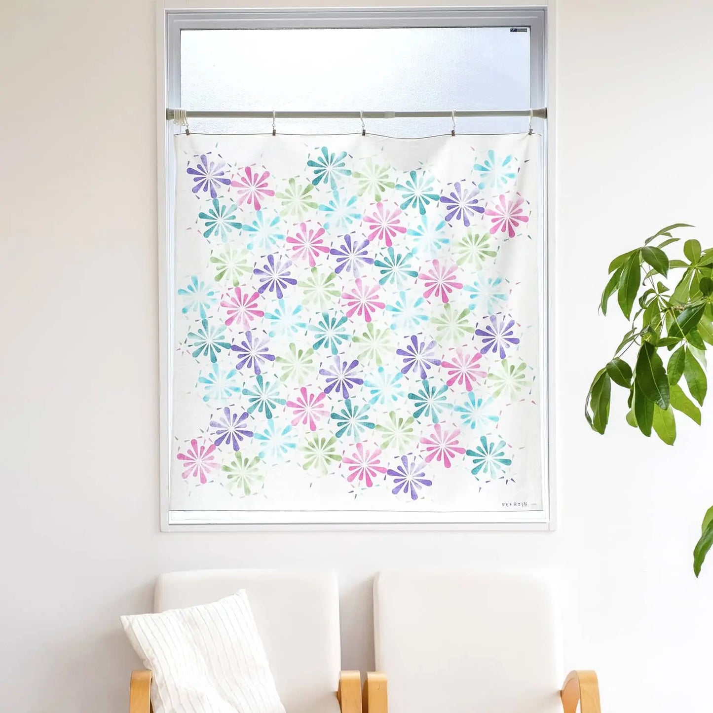 110cm Water Repellent Furoshiki | Refrain Mangekyo (white)