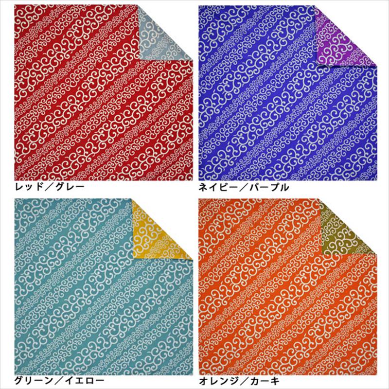 103cm Double Sided Furoshiki | Stripe Karakusa (red/grey)