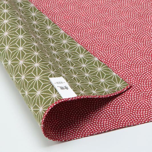 50cm Double Sided Furoshiki | Asanoha Nami Red & Green