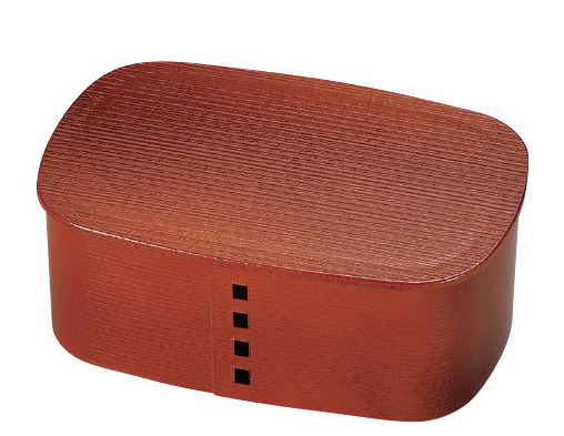 Nuri Wappa Wood Tone One Tier Bento Box | Red Brown