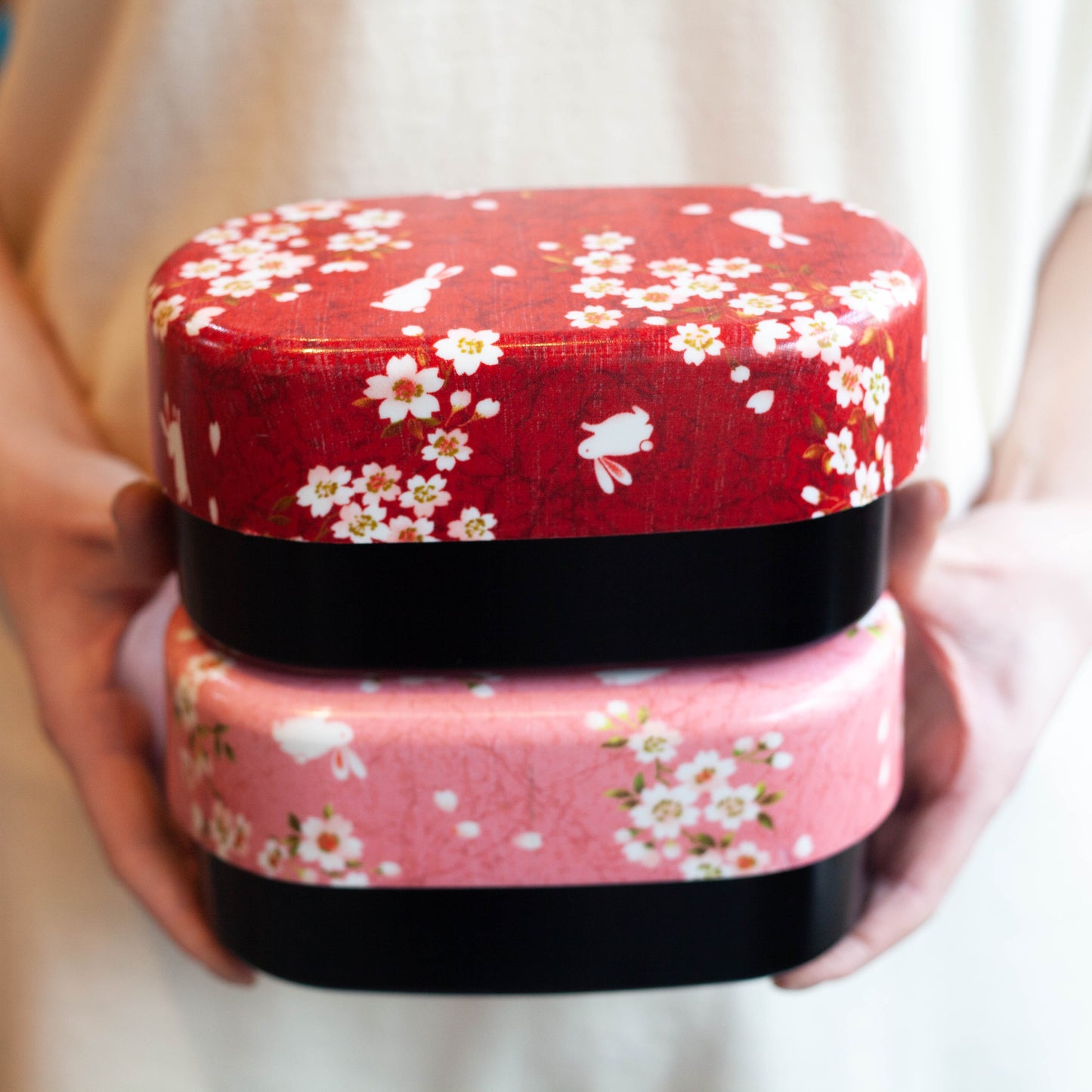 Sakura Rabbit Oval Bento Box 830mL | Red