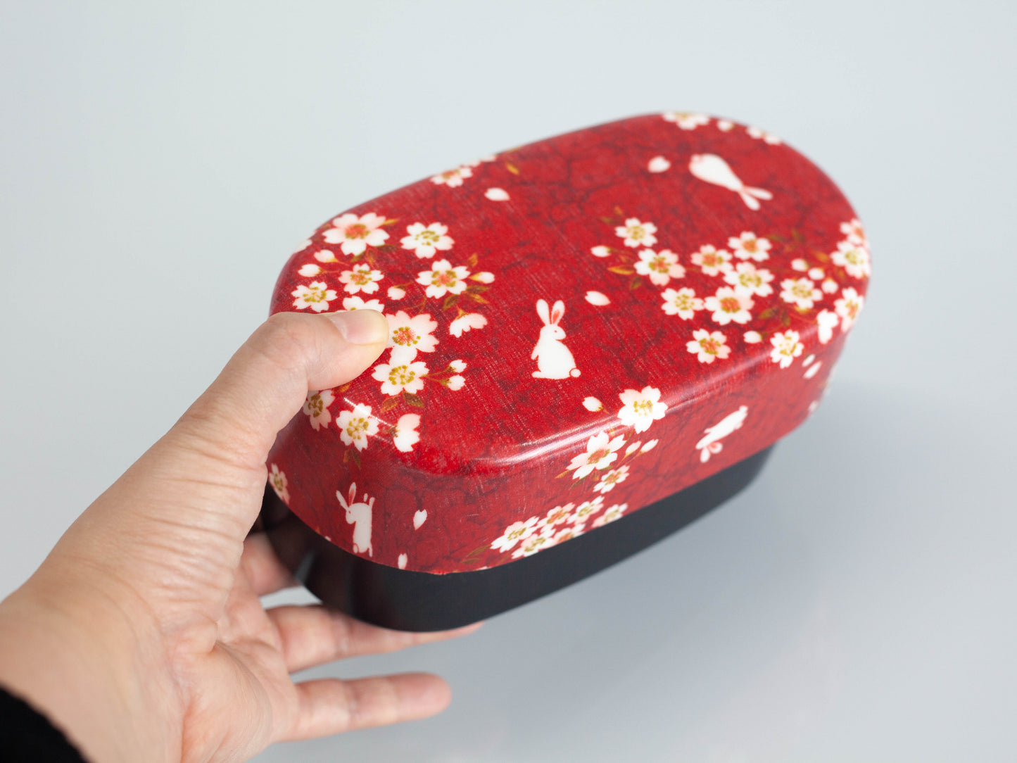 Sakura Rabbit Oval Bento Box 830mL | Red