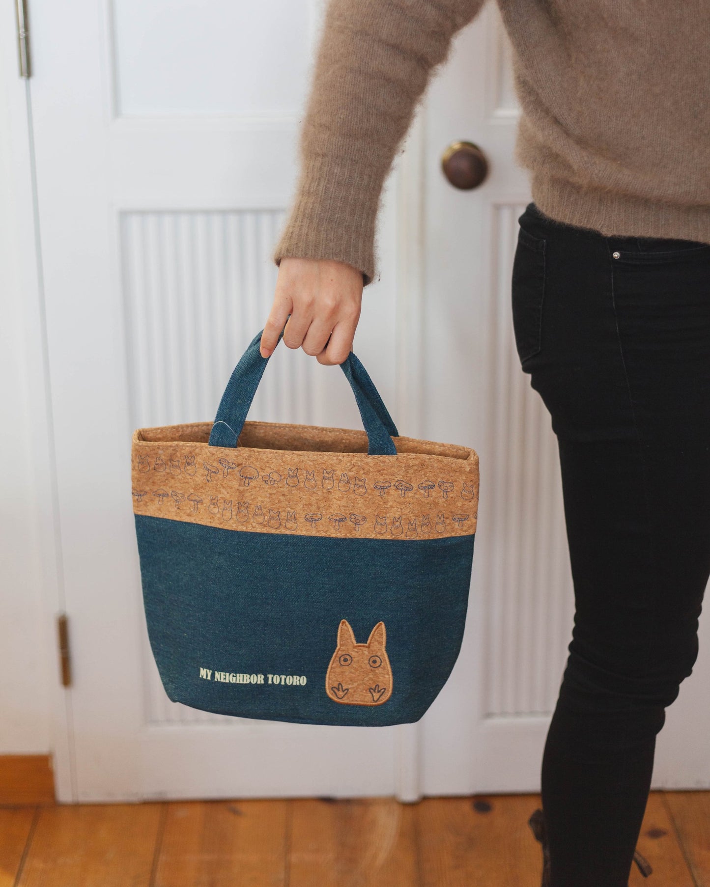 Totoro Tote Bag Denim x Cork