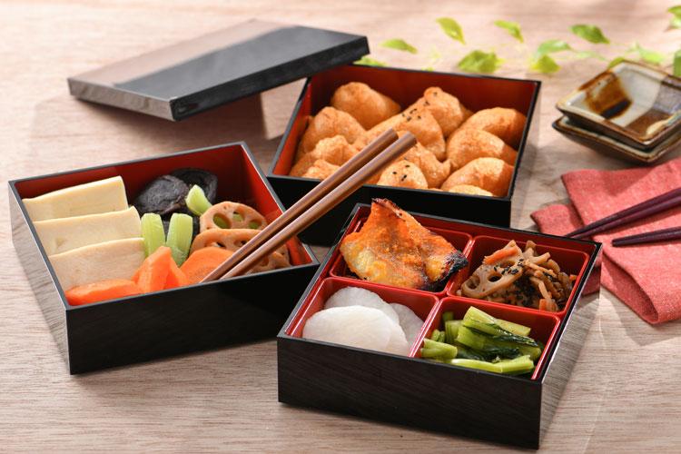 Black Three Tier Picnic Bento Box 18cm