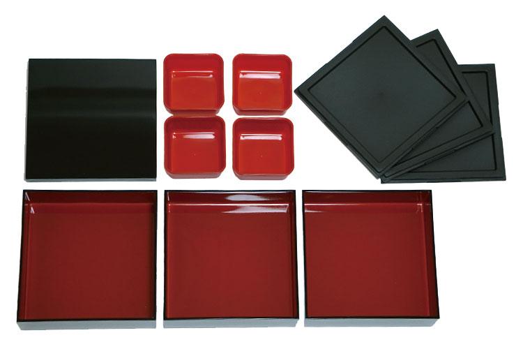Black Three Tier Picnic Bento Box 18cm