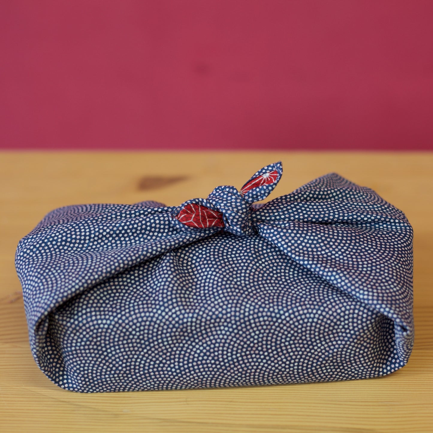 50cm Double Sided Furoshiki | Asanoha Nami Navy & Red