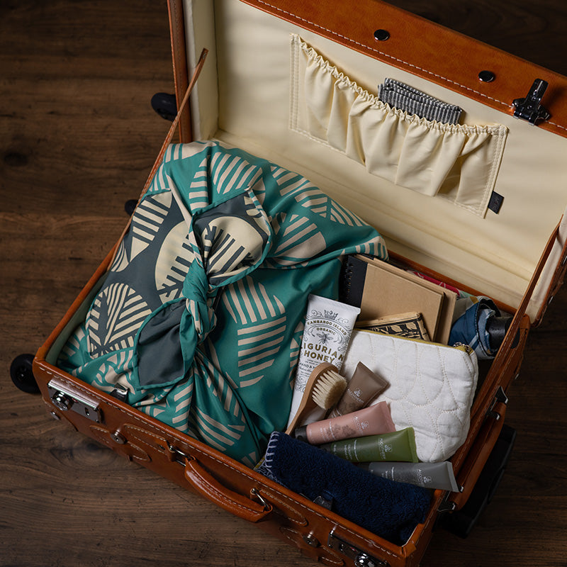 100cm Isa Monyo Aquadrop Reversible Furoshiki | Matsu (turquoise/navy)