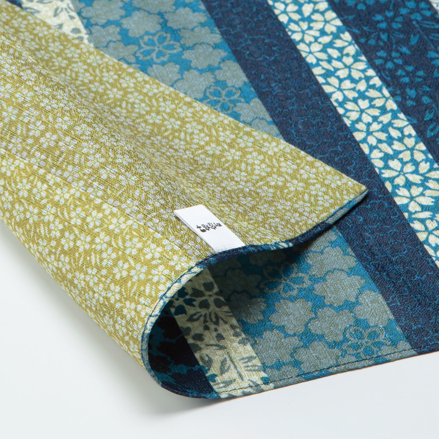 Double Sided Furoshiki Wrapping Cloth 50cm | Sakura Stripes Blue & Green
