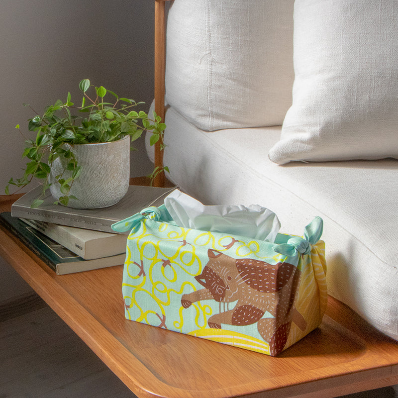 50cm Kata Kata Musubi Furoshiki | Neko to Keito (light green)