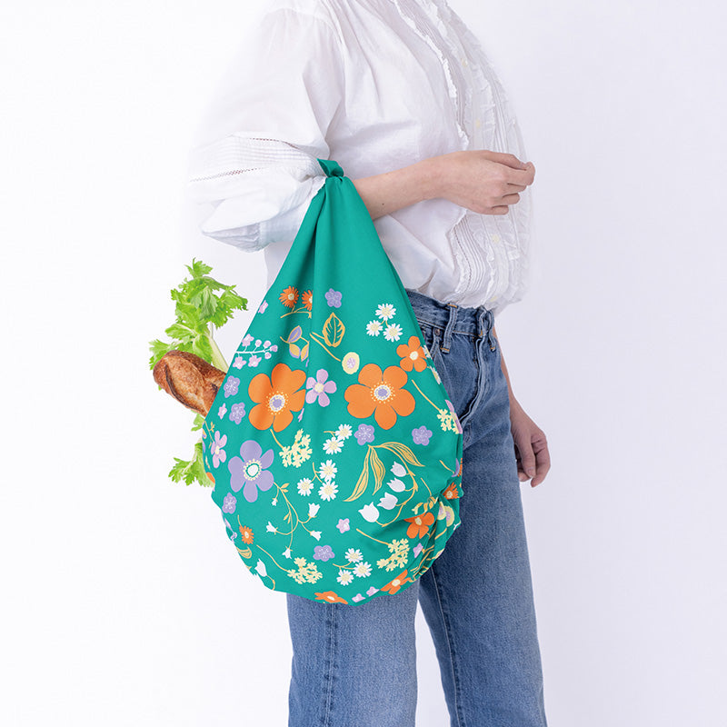 100cm Hime Musubi Furoshiki | Flower Garden (green)