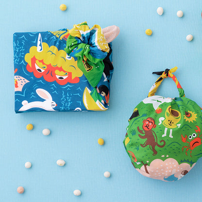 70cm Cochae Musubi Furoshiki | Mukashi Banashi Umi (blue)