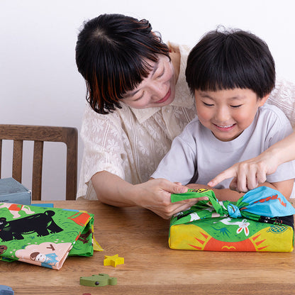 70cm Cochae Musubi Furoshiki | Mukashi Banashi Yama (green)