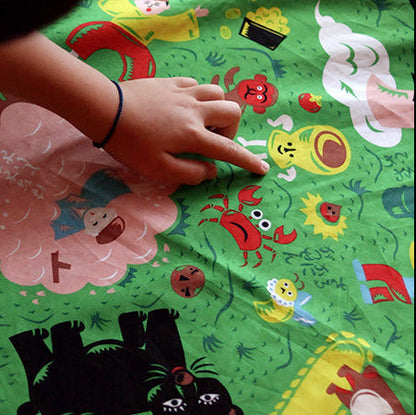 70cm Cochae Musubi Furoshiki | Mukashi Banashi Yama (green)