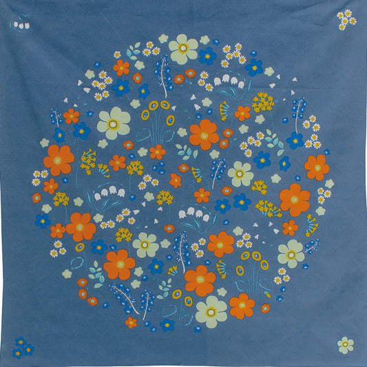 100cm Hime Musubi Furoshiki | Flower Garden (navy)