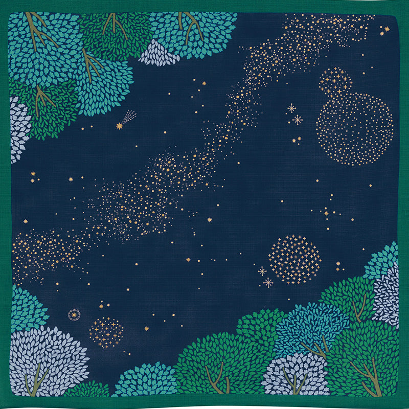 70cm Hime Musubi Furoshiki | Star Forest (Navy)