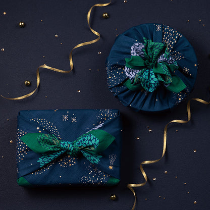 70cm Hime Musubi Furoshiki | Star Forest (Navy)