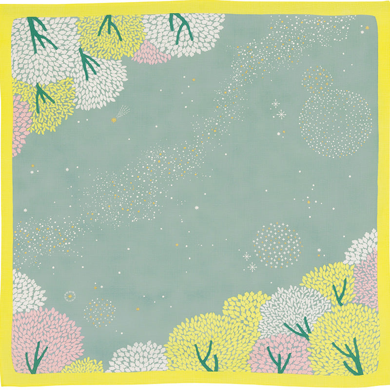 70cm Hime Musubi Furoshiki | Star Forest (yellow)