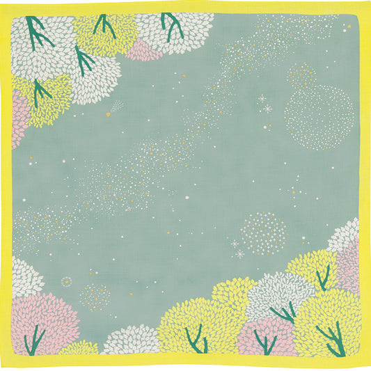70cm Hime Musubi Furoshiki | Star Forest (yellow)