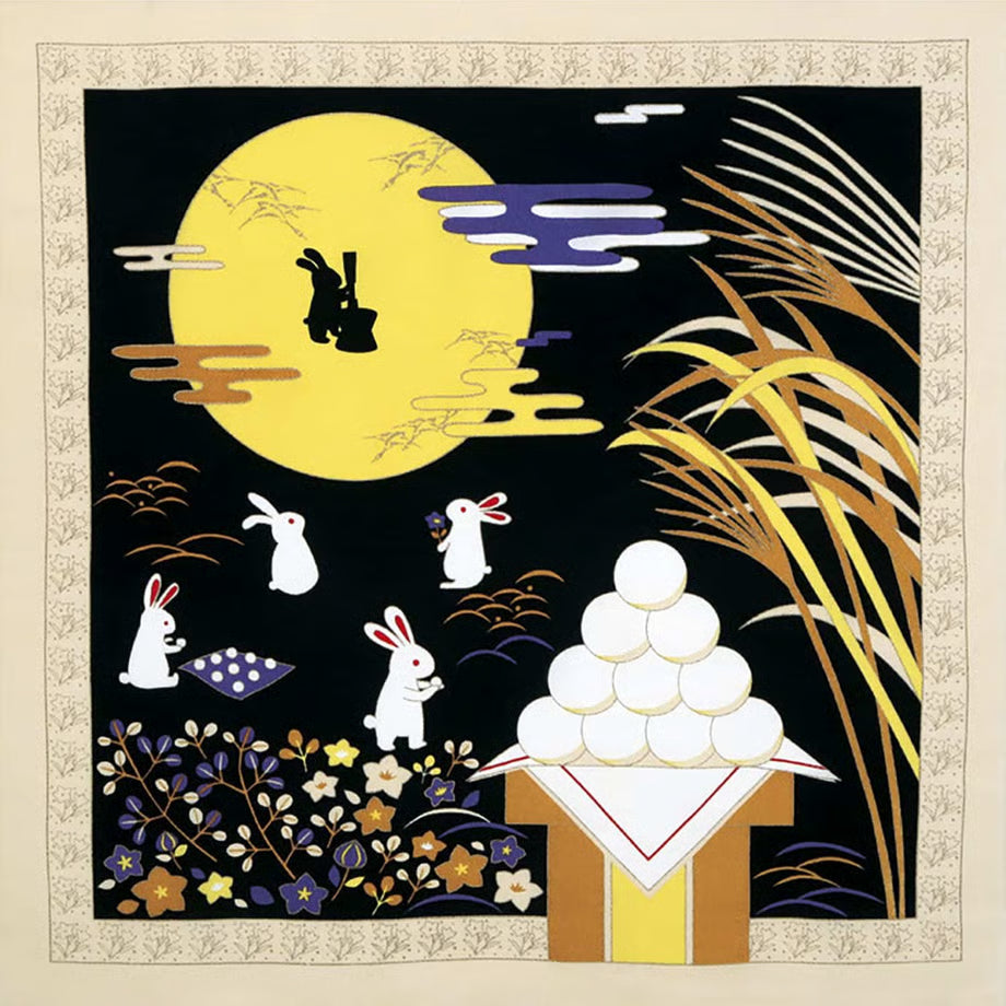 68cm Irodori Jiki Chirimen Furoshiki | O Tsukimi