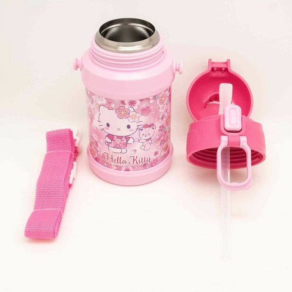 Hello Kitty Stainless Steel Water Bottle | Sakura, 450ml (with straw)