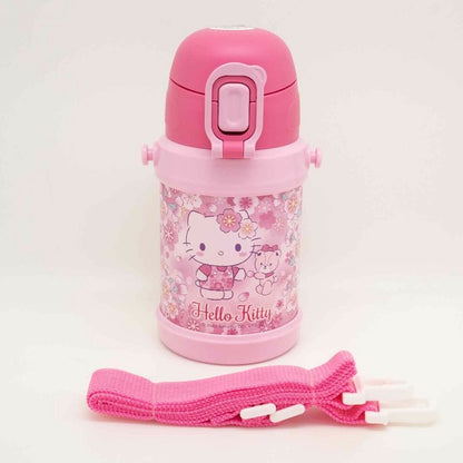 Hello Kitty Stainless Steel Water Bottle | Sakura, 450ml (with straw)