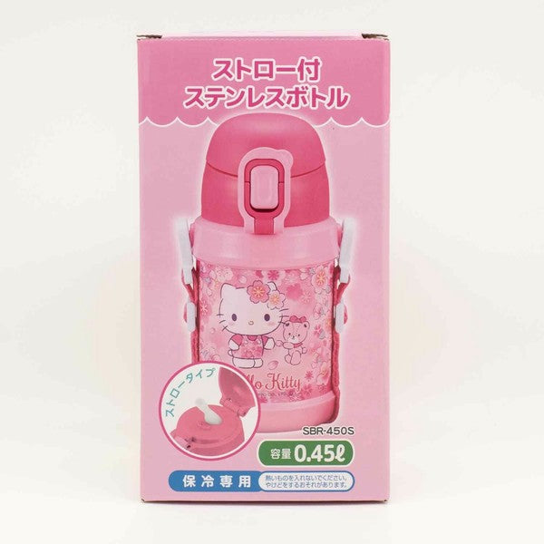 Hello Kitty Stainless Steel Water Bottle | Sakura, 450ml (with straw)