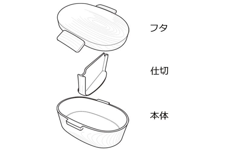 Hinoki Mokume Oval Bento (Brown 800ml)