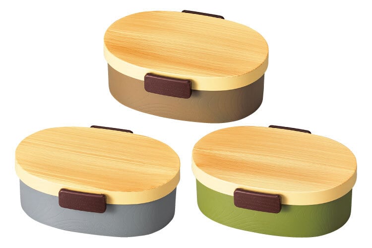 Hinoki Mokume Oval Bento (Brown 800ml)