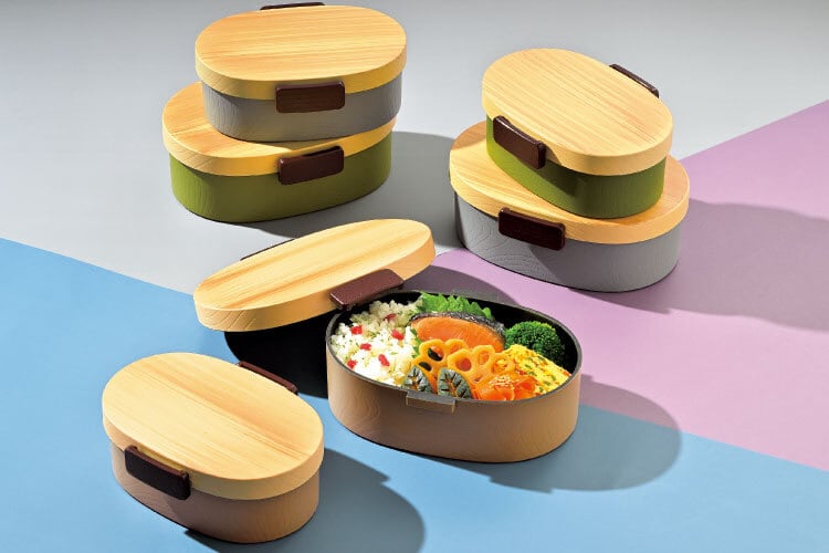 Hinoki Mokume Oval Bento (Brown 800ml)
