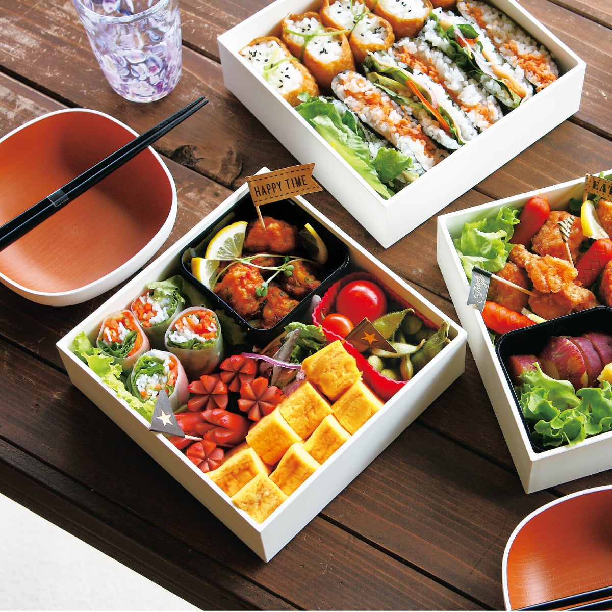 3-tier Microwave Safe Picnic Bento | White