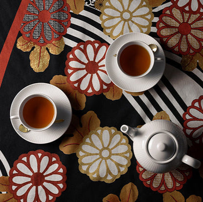 Setsugekka Wan Furoshiki 120cm used as a tablecloth for tea.