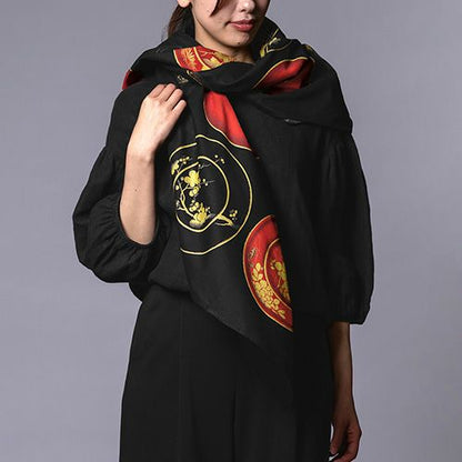 Setsugekka Wan Furoshiki 120cm used as a shawl