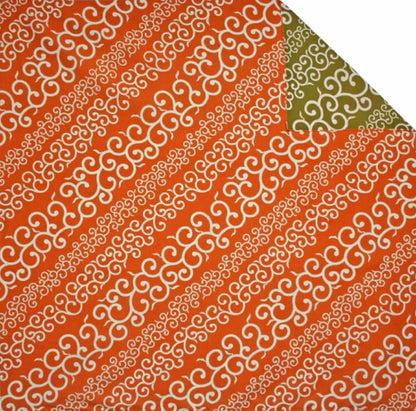 103cm Double Sided Furoshiki | Stripe Karakusa (orange/green)
