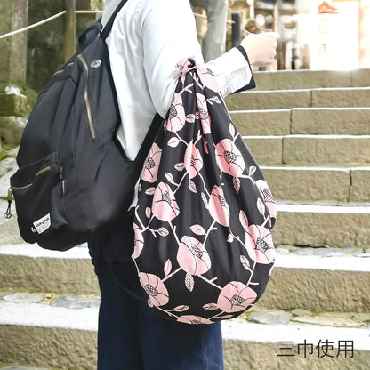 50cm Reversible Furoshiki | Tsubaki (black & red)