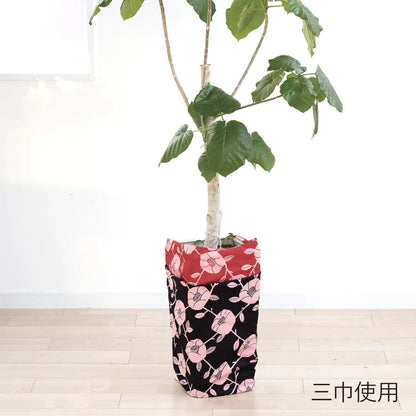 50cm Reversible Furoshiki | Tsubaki (black & red)