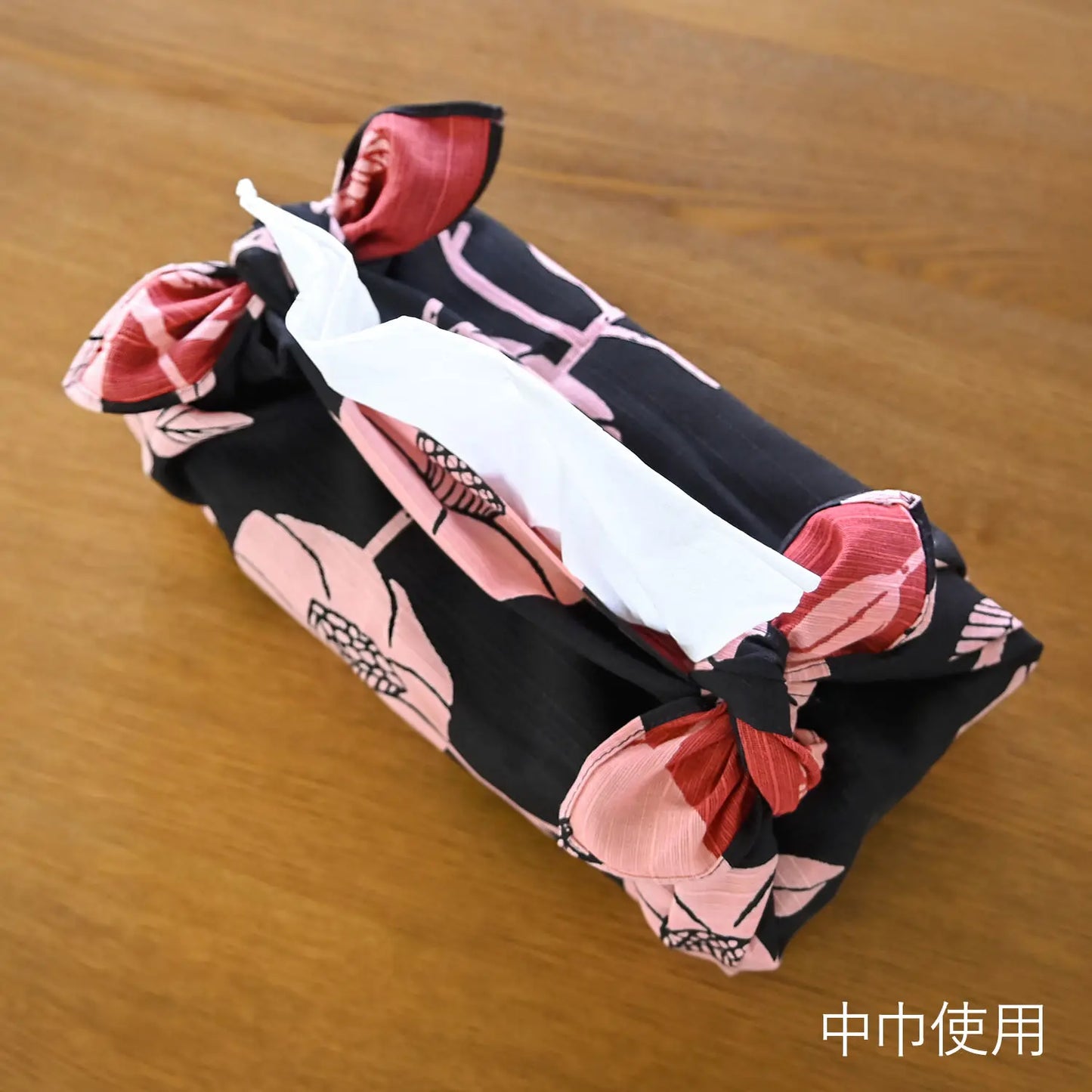 50cm Reversible Furoshiki | Tsubaki (black & red)