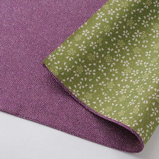 70cm Amunzen Reversible Furoshiki | Same Komon Sakura Purple/Green