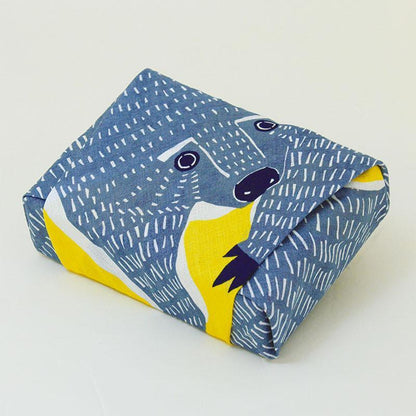 50cm Kata Kata Musubi Furoshiki | Kuma & Tori (yellow)