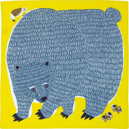 50cm Kata Kata Musubi Furoshiki | Kuma & Tori (yellow)