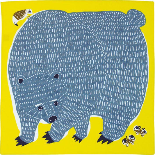 50cm Kata Kata Musubi Furoshiki | Kuma & Tori (yellow)