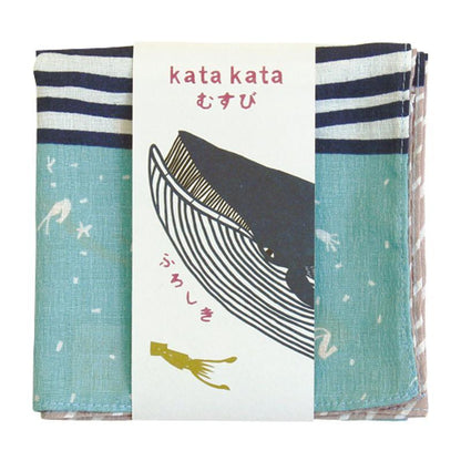 50cm Kata Kata Musubi Furoshiki | Nagasu Kujira (blue)