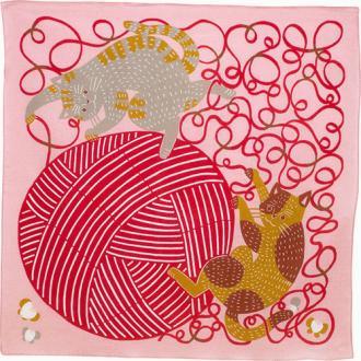 50cm kata kata Furoshiki  | Cat & Yarn Pink