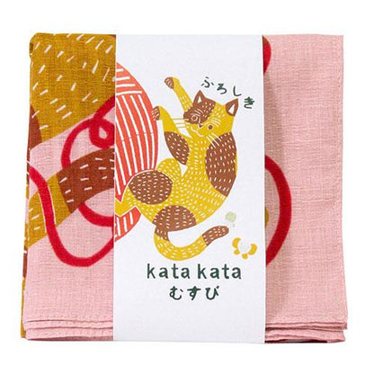 50cm Kata Kata Musubi Furoshiki | Neko to Keito (Pink)