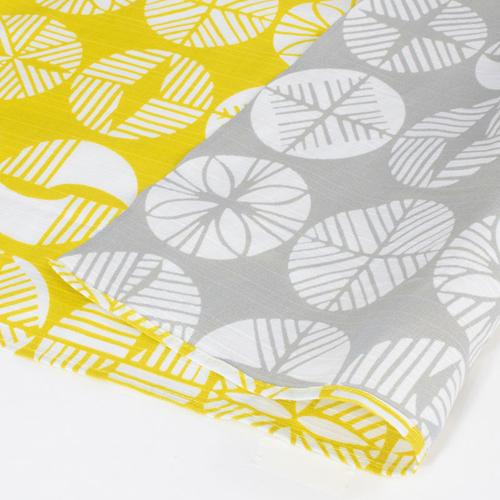 104cm Isa Monyo Reversible Furoshiki | Matsu Yellow/Gray